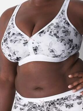 CACIQUE Unlined Full Coverage No-Wire Lane Bryant Floral Bra Sz40F Plus